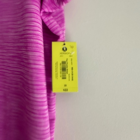 Xersion Purple Striped V-Neck Women's Tee - Picture 3 of 4